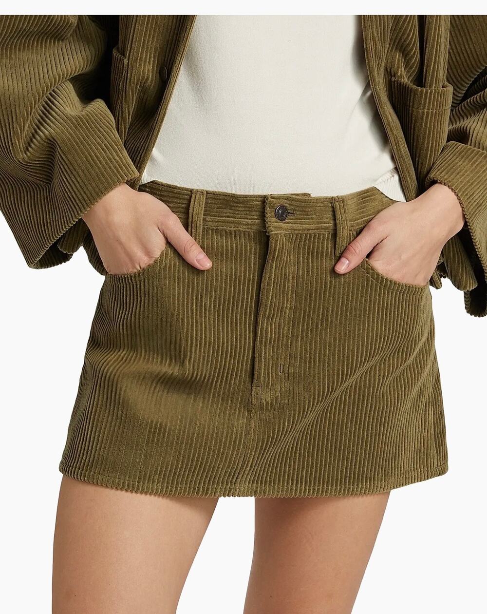 Frame The Corduroy Mini Skirt in Artichoke 27